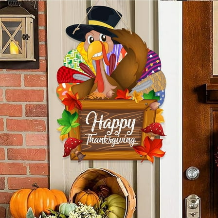 PEONAVET Thanksgiving Door Sign Turkey Decorations Fall Welcome Porch Decor Hanging Wall Decor Thanksgiving Decoration for Indoor