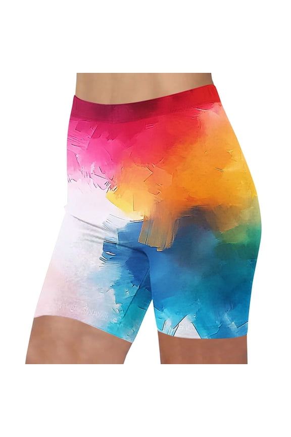 Womens Biker Shorts with Pockets High Waist Workout Yoga Spandex Athletic Bicycle Leggings Tie-dyes Shorts for Running - Summer's Top Trends