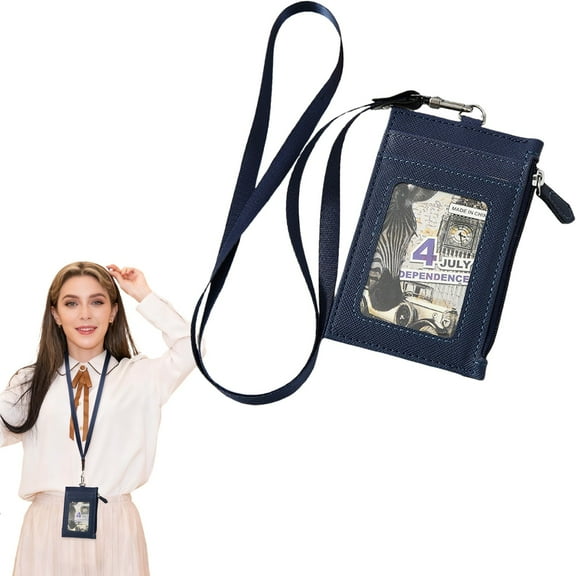 Clearance PU Leather Neck Lanyard Card Holder Blocking Badge Wallet With Detachable Strap For ID Access Cards Work Travel And Events