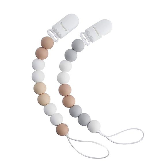 Clearance Pacifier Clips for Baby Boys Girls, Silicone Baby Pacifier Chain with Clip, Soothing Toy Teething Chewing Teething Anti-falling Chain 2 Pieces, 24cm/9.45in, by Toycle