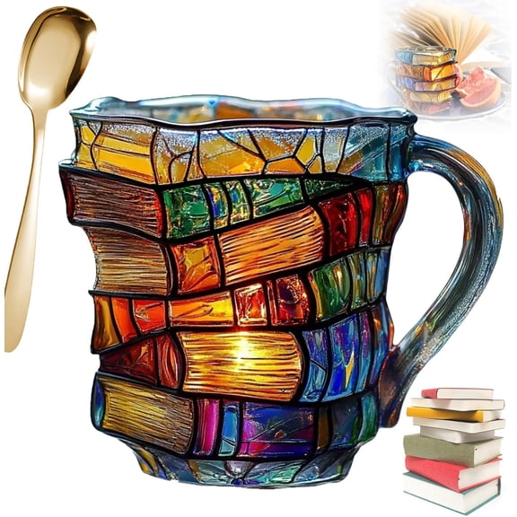 Painted Book Mug, Novelty 3D Painted Books Coffee Mug,Stackable Coffee Mugs,Vintage Coffee Mugs,Nique Books Stack Coffee Cup,Collection Gifts For Literature Lovers,
