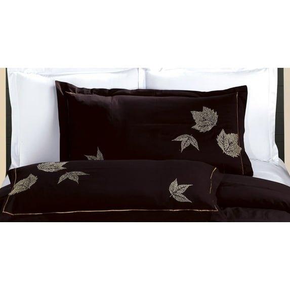 Clearance Pair of Pillowcases: 100% Egyptian Cotton Embroidered Pillowcase Set - Standard -Newbury Black