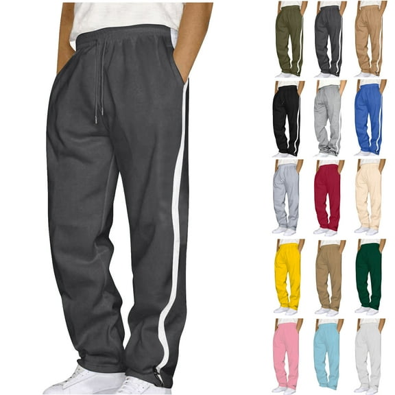 Pants for Mens Big and Tall Men's Joggers, Lightweight Lounge Pants Men Splicing Overalls Casual Pocket Sport Work Casual Trouser Full Length Pants Ndbuld,Dark Gray,L