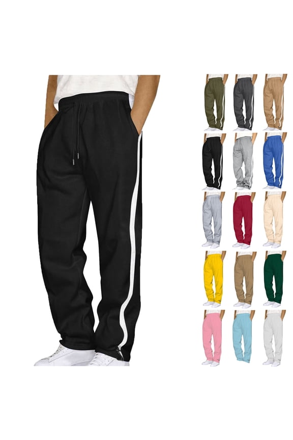 Pants for Mens Big and Tall Men's Joggers, Lightweight Lounge Pants Men Splicing Overalls Casual Pocket Sport Work Casual Trouser Full Length Pants Ndbuld,Black,2XL