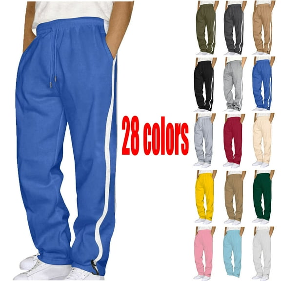 Pants for Mens Big and Tall Men's Joggers, Lightweight Lounge Pants Men Splicing Overalls Casual Pocket Sport Work Casual Trouser Full Length Pants Ndbuld,Blue,3XL