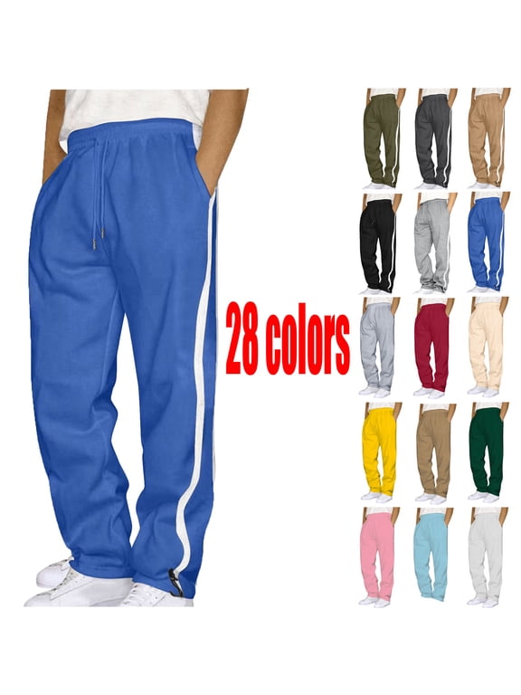 Pants for Mens Big and Tall Men's Joggers, Lightweight Lounge Pants Men Splicing Overalls Casual Pocket Sport Work Casual Trouser Full Length Pants Ndbuld,Blue,3XL
