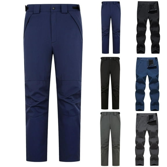 Pants Mens Fleece Lined Pants with Zipper New Fashion Casual Daily Holiday Formal Print New Business Slim Straight Trousers Men's Suit Pants Men West Black Dress Pants Navy M