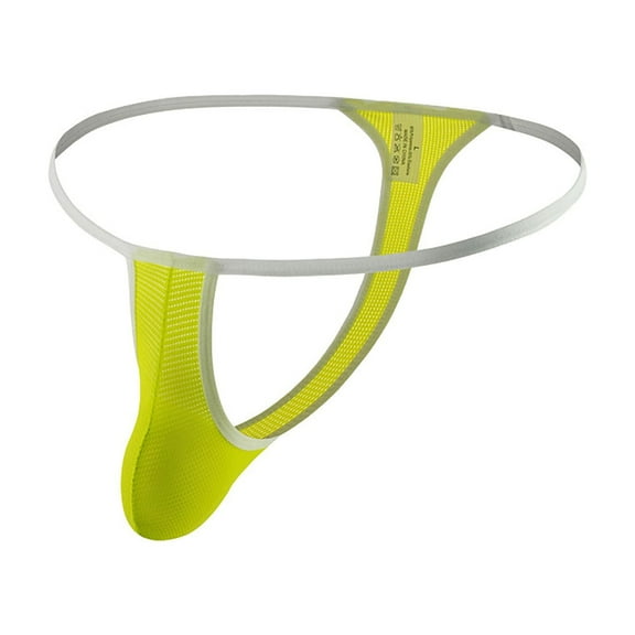 Pants for Men New Ice Silk Mens Briefs Thongs G-String Underwear Yellow 10(XL)