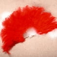 thumbnail image 1 of Clearance Paper Fans set under $5,Wedding Showgirl Dance Elegant Large Feather Folding Hand Fan Decor Decal Red, 1 of 5