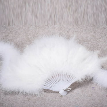 Clearance Paper Fans set under $5 Wedding Showgirl Dance Elegant Large Feather Folding Hand Fan Decor Decal White