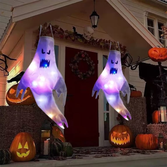 Clearance Party Light-up Decoration under $5,Windsocks Halloween Decorations Outdoor，Hanging Windsocks With LED Light Halloween Outdoor Decor Flag WindSock For Halloween Home Tree Yard Party S