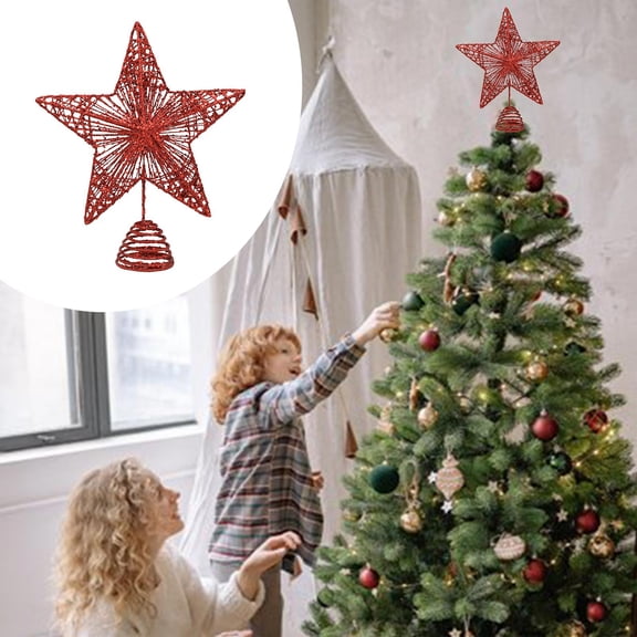 Clearance Party Light-up Decoration under $5,Christmas Tree Topper Glittered Star With Hollow Design Tree Topper Star For Christmas Tree Decoration