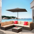 thumbnail image 1 of Clearance! Patio Outdoor Furniture Sets, 7 Pieces All-Weather Rattan Sectional Sofa with Tea Table and Cushions, PE Rattan Wicker Sofa Couch Conversation Set for Garden Backyard Poolside, B4287, 1 of 9