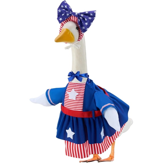 Clearance Patriotic Porch Goose Outfits for 23 Inch Lawn Statue, 4th of July Costume for Plastic/Cement Statue, Summer Sculpture Clothes for Garden Patio USA 250th Anniversary Decoration