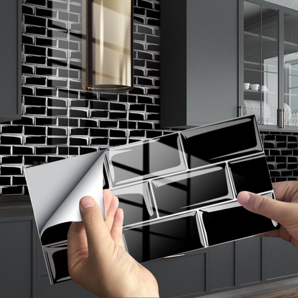 Clearance!Peel and Stick Backsplash Tiles for Kitchen Black and White