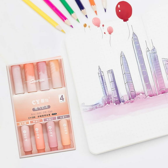 Clearance Pen under $5,4 Packs Highlighters Assorted Colors Highlighters And Pens No Aesthetic Highlighters With Soft Chisel Tip Cute Highlighter Pastels Study Supplies And Aestheti