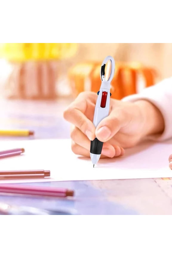 Clearance Pen under $5,Pack Of 1pc 4 In 1 Multi Colored Ink Ballpoint Pens With Keychain For Adults Kids School Stocking Stuffers And And 10ml