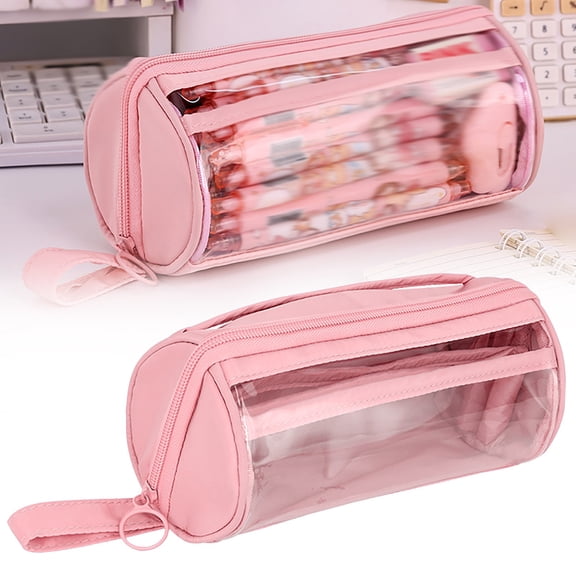 Clearance Pencil Case Under $5 Cloth Pencil Case Multi Layer Capacity Pencil Case Transparent Visual Pencil Case Multi Purpose Pencil Case,1PC,Pink