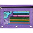 thumbnail image 1 of Pencil Pouch for 3 Ring Binder, Binder Pencil Case with Smooth Zipper, Clear Window Pencil Case for Binder, Big Capacity 3 Ring Binder Pencil Bag with 3 Reinforced Grommets, Purple, 1-Pack, 1 of 7