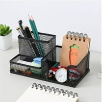 Clearance Pencil case under $5,Mesh Desk Organizer Supplies Caddy With Pencil Holder And Storage Baskets For Desktop Accessories 3 Compartments 1PC