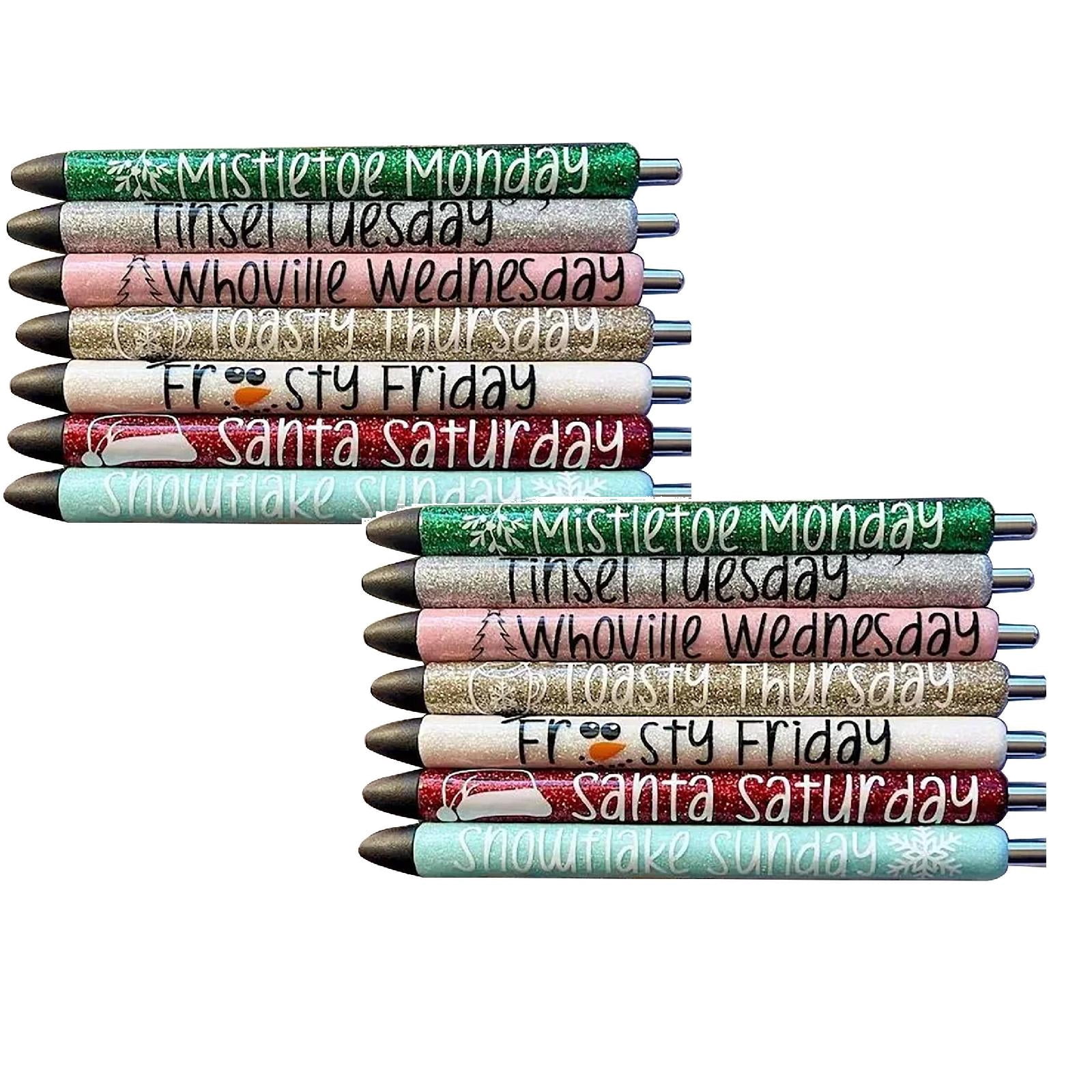 Clearance Pencil curler under $20,7PCS Funny Pens Halloween Weekday Glitter Pen Set True Crim Witchy Office Decor Halloween Pens Supernatura L Frankensteine Days Of The Week Pens Funny Office Gi