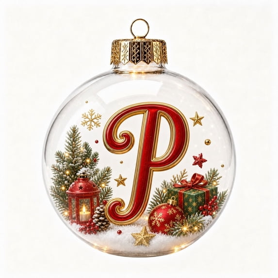Clearance Personalized Christmas Ornaments, Letter P Clear Christmas Ornaments Balls, Christmas Tree Hanging Decorations for Xmax Tree
