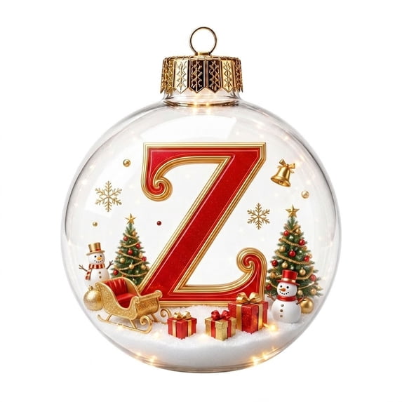 Clearance Personalized Christmas Ornaments, Letter Z Clear Christmas Ornaments Balls, Christmas Tree Hanging Decorations for Xmax Tree