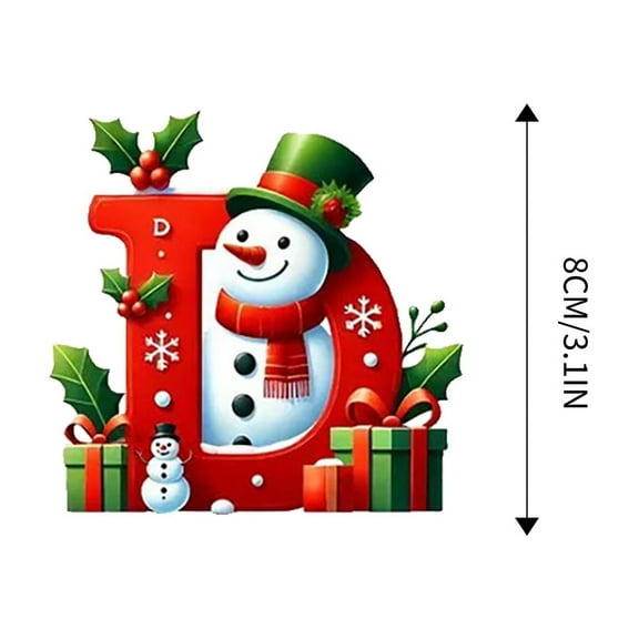 Clearance!Personalized Christmas Snowman 26 Letters Hanging Pendant Ornaments, 2024 Acrylic Initial Monogram Xmas Tree Decorations with Hanging Rope Unique Customized Funny Gift for Kids,Red