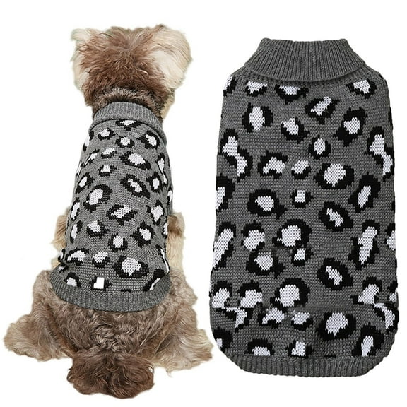 Clearance Pet Leopard Sweater Clothes Warm and Soft Knitted Clothes Small Dog Autumn Winter Pet Clothe