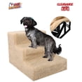 thumbnail image 1 of Clearance! Pet Stairs 3 Steps Indoor Dog Cat Steps Ramp Ladder for Puppies Up to 55 lbs, Beige, 1 of 8