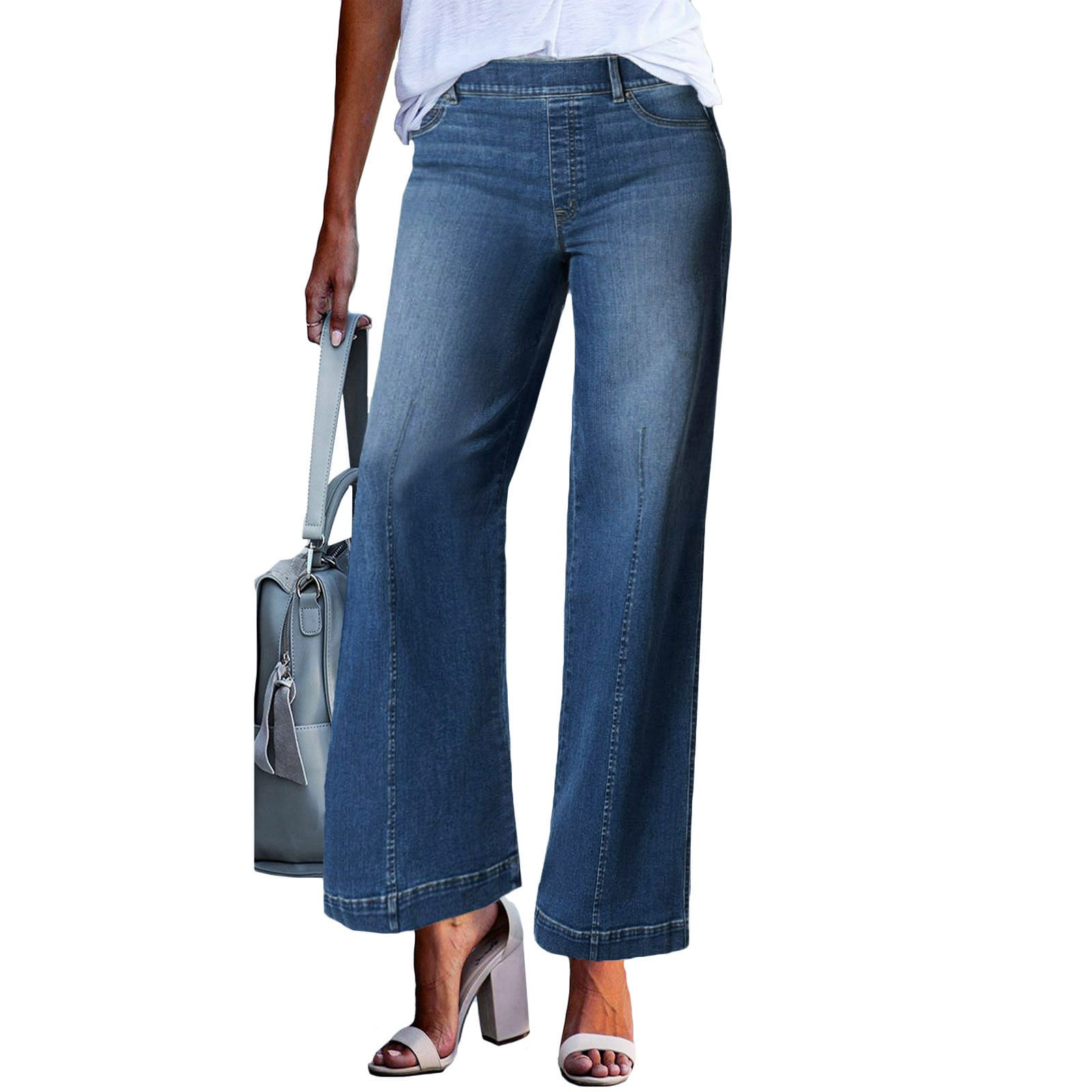 Fit 21 Dress Pants Women Business Casual Women Solid Color Jeans Sagging  Loose Slim Waist Straight Pants Women's Casual Jeans plus Size Track Pant
