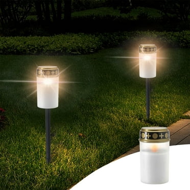 PGYONG Solar Grave Light: Solar LED Grave Candle with Flickering Light and Battery Solar Lights for Outside White