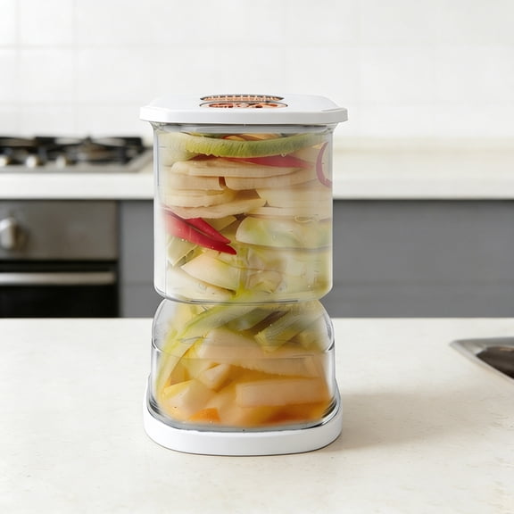 Clearance !! Pickle Jar 35Oz Pickle Container With Strainer & Fork And Olive Jar With Strainer Flip For Juice Separator From Wet And Dry Food Storage Containers