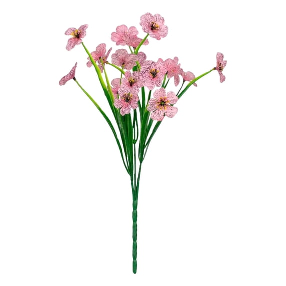 Clearance | Pink Artificial Violet Flowers Bouquet with Spring Grass, Realistic Faux Floral Stems for Home Wedding Table Centerpiece Vase Decoration