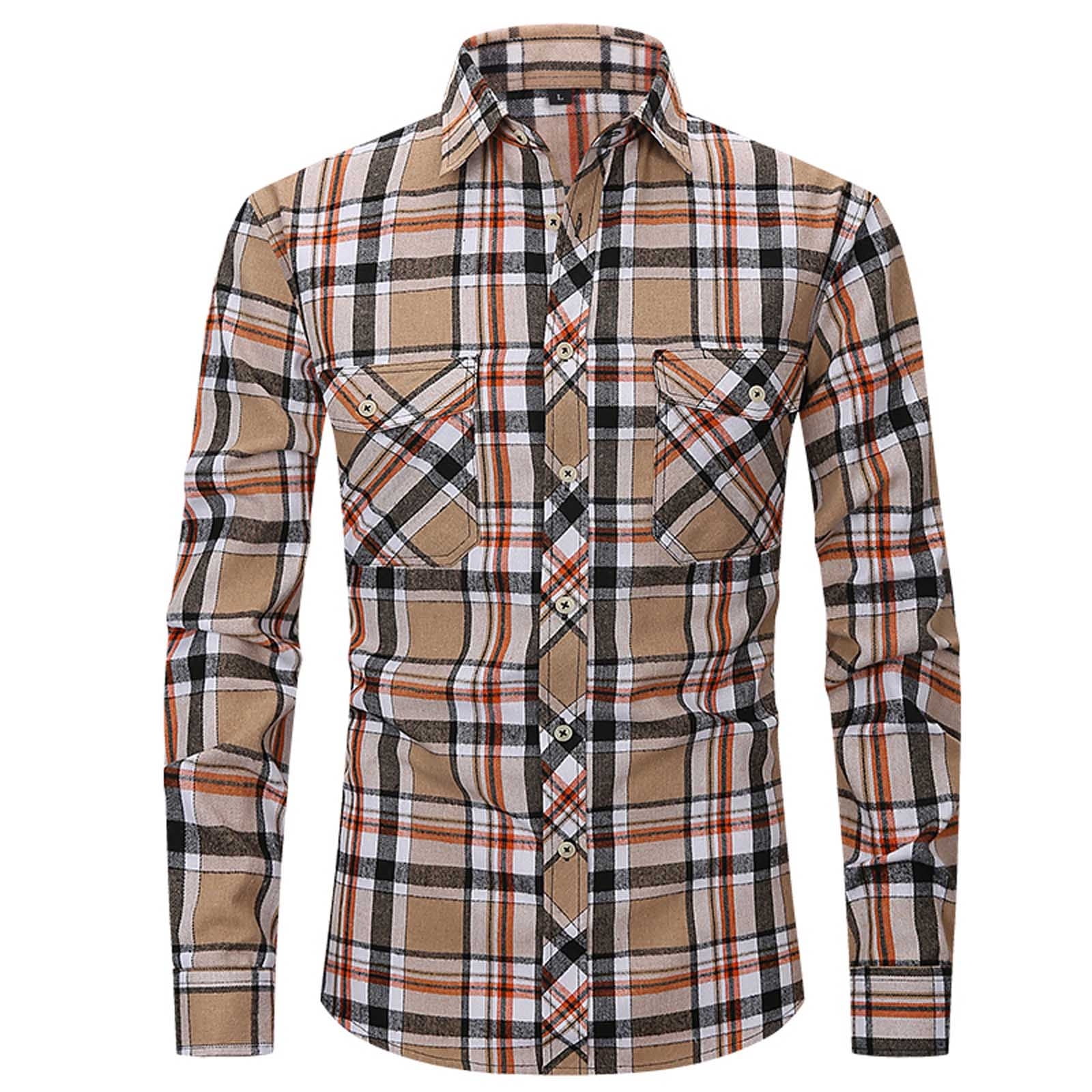 Clearance Plaid Shirt for Men Men s Causal Flannel Plaid Long