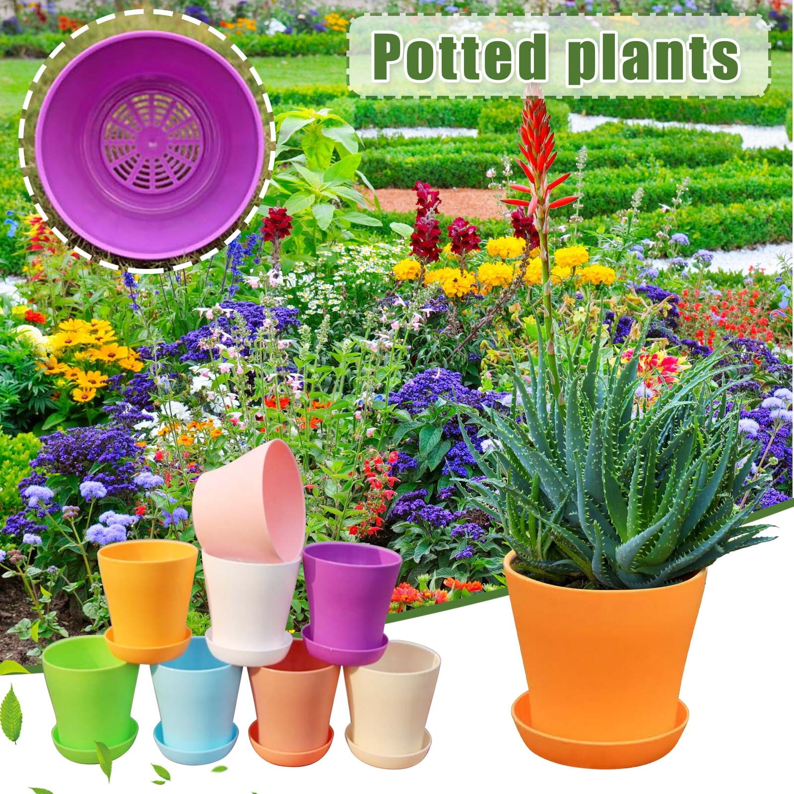Clearance！Plastic Planters,Indoor Flower Plant Pots,Medium Flower