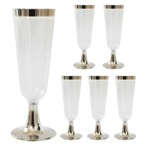Clearance!Plastic Wine Glasses with Gold Rim, 5 Oz Plastic Wine glasses with Stem, Disposable Wine Cups Reusable Suitable for Party Weeding Birthday 6PCS