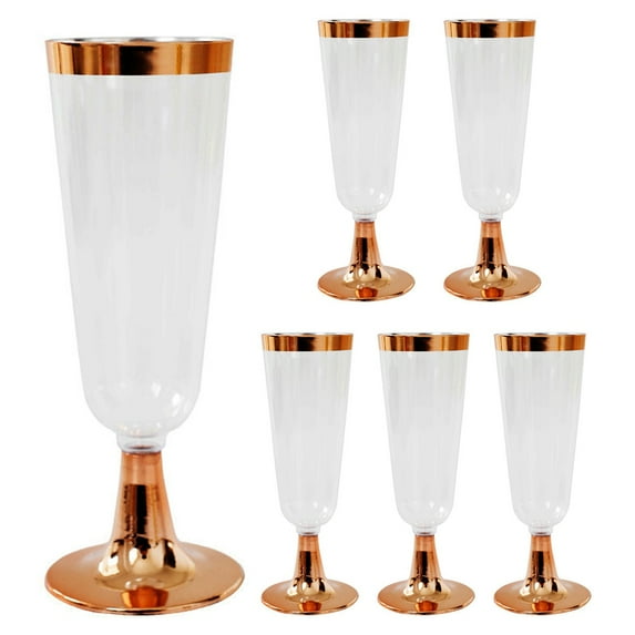 Clearance!Plastic Wine Glasses with Gold Rim, 5 Oz Plastic Wine glasses with Stem, Disposable Wine Cups Reusable Suitable for Party Weeding Birthday 6PCS