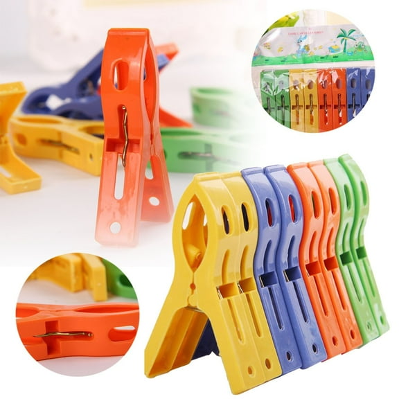 Clearance! Plertrvy-4.7X3.1X2In Clothespin-8Pcs Non Slip Clothes Drying Towel Quilt Clamp Hanger Spring Clips Plastic Clips For Keeping Towels Sheets Quilts Clothes From Blowing-Yellow