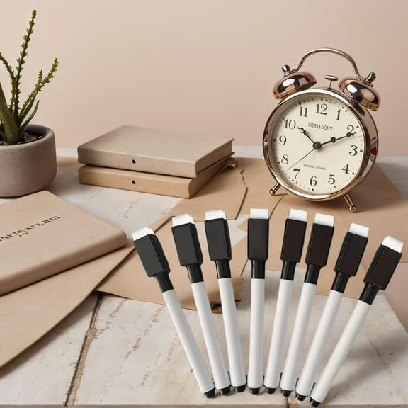 Clearance! Plertrvy Erasable Marker, Erasable Markers*8 Pieces, Black, 5Ml Tip Black Markers With Cap And Eraser Perfect For Boards And Whiteboards Pack Of 8