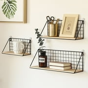 Clearance! Plertrvy Shelves, Modern Wall Mounted Floating Shelf Display Home Decor Black Wire Metal Wood Wall Storage Organizer Shelves for Home Office
