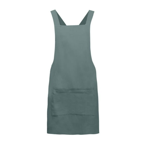 Clearance! Plertrvy Women Cotton Linen Cross Back Apron Japanese Housework Kitchen Wrap Pinafore Gn, Women'S Apron, (1X Apron)