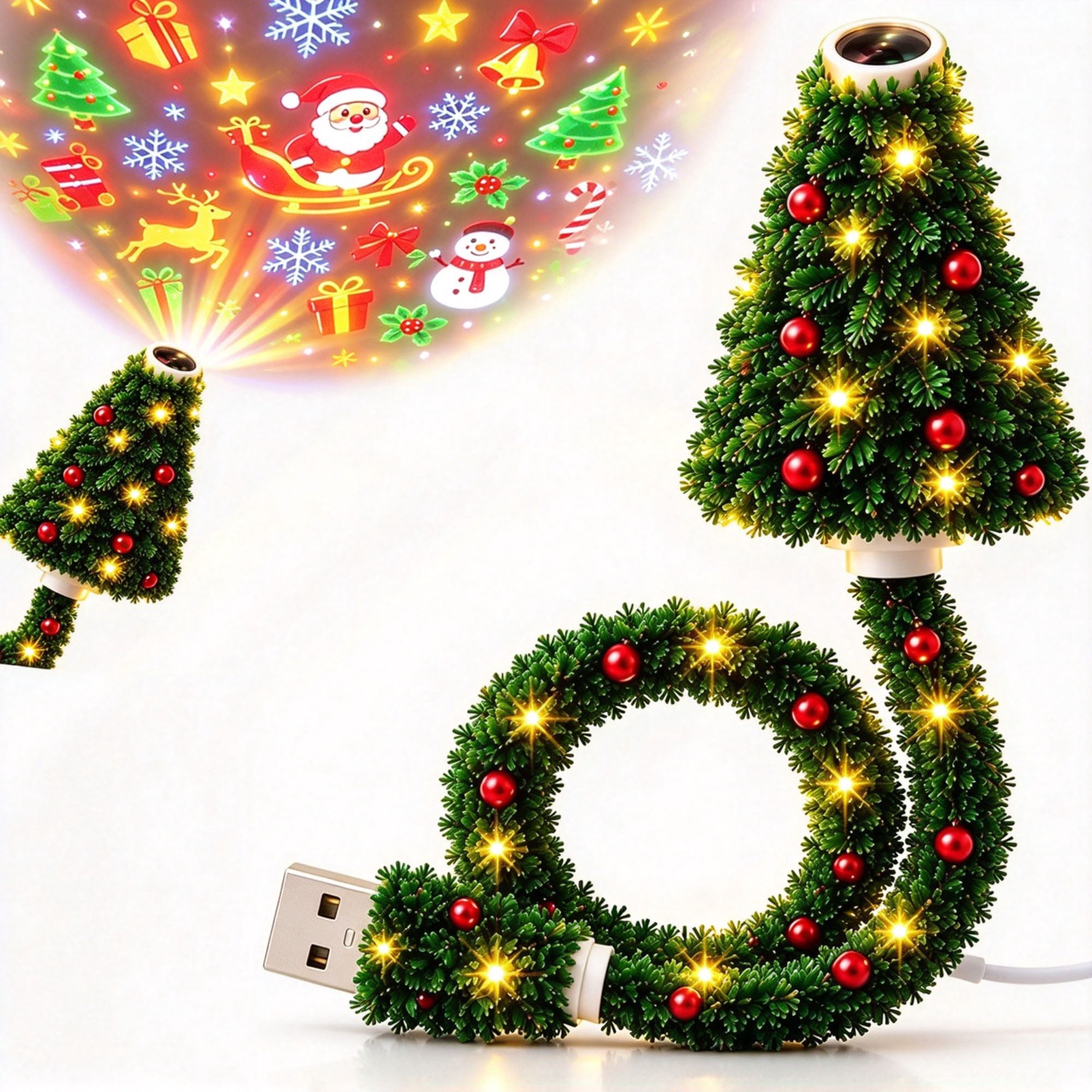 Clearance! Plug and Play Hd USB Merry Glow Christmas Projector Lights Indoor with 6 Festive Scenes for Home Decor & Xmas Gifts