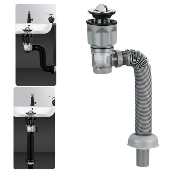 Clearance Plumbing Fittings under $10,Drain Pipe Kit Bathroom Drain Kit With Flexible Expandable P Trap Flexible Drain For Bathroom And Kitchen For 1 1/4'' & 1 1/2'' Drain Hole