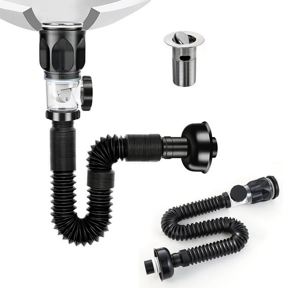 Clearance Plumbing Fittings under $5,Drain Pipe Kit Bathroom Drain Kit With Flexible Expandable P Trap Flexible Drain For Bathroom And Kitchen For 1 1/4'' & 1 1/2'' Drain Hole
