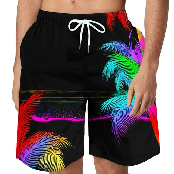Plus Size Mens Beach Shorts Casual Vacation Men Swimming Trunks Feather Printing Graphic Basketball Shorts Men Summer Resort Wear