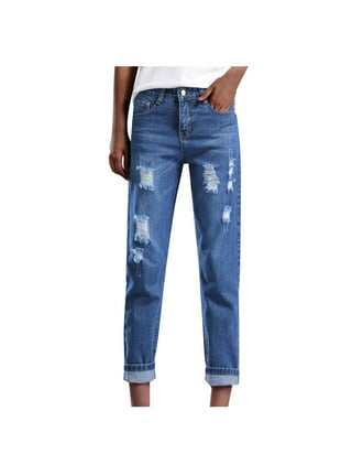 Distressed Ripped Capri Jeans