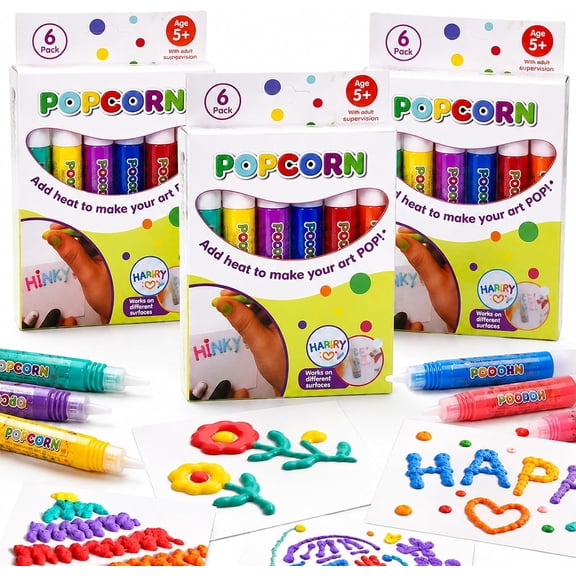 Clearance Popcorn Pens, Puffy Bubble Relief Art Pens for DIY Cards,3D Bubble Drawing Pen Christmas Gifts- 6 Colors