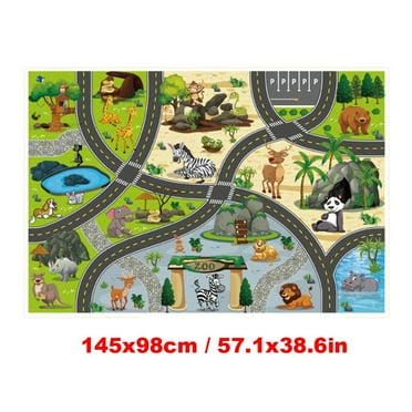 Clearance Portable Baby Play Mat, 57.1x38.6in Washable Foldable Crawling Mat, Non Slip Playmat for Babies, Kids Play Mats Pad for Floor Playpen Toddler Infants Tummy Time Activity (City Theme)