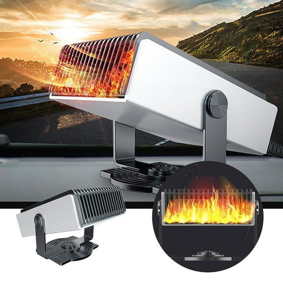 Portable Car Heater and Defroster,Vehicle Windscreen Demister Fan,12V 200W Fast Heating with Defrost Defogger, Heating & Cooling 2 in 1 Plug in Cigarette Lighter,White